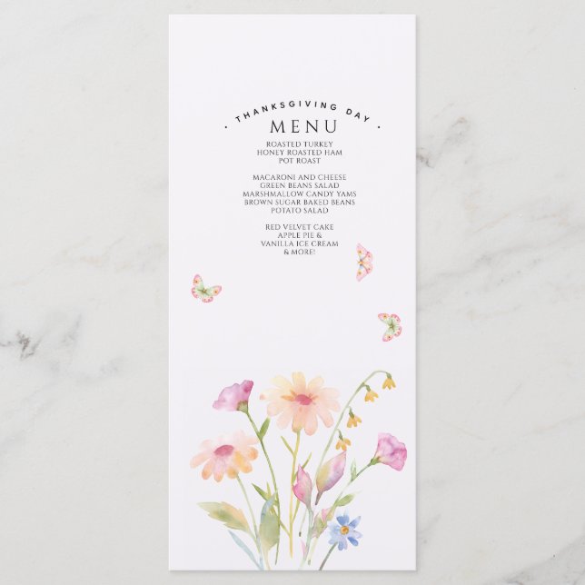watercolor flower editable Flat Menu (Front)