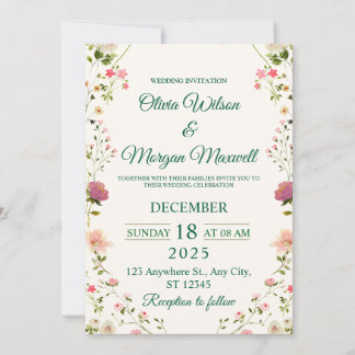 Watercolor Flower Event Card with Custom Text