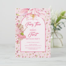 Watercolor Flower Fairy Girl Birthday