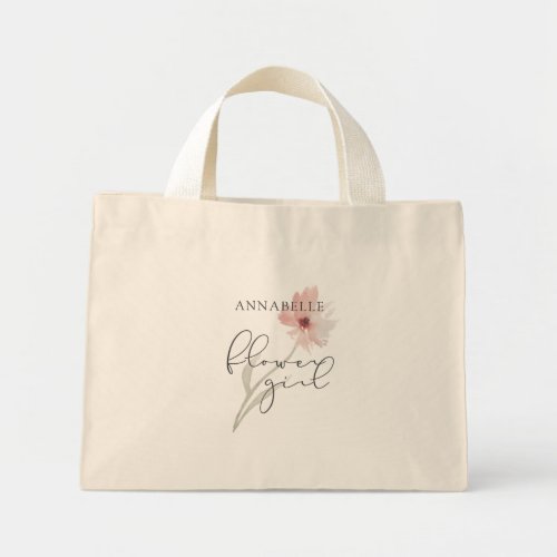 Watercolor Flower Flower Girl Personalized Mini Tote Bag