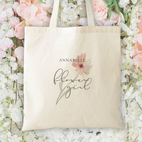 Watercolor Flower Flower Girl Personalized Tote Bag