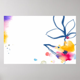 Watercolor flower frame border poster