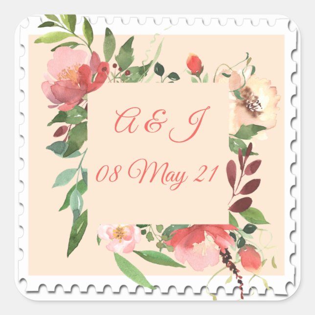 Watercolor Flower Frame Sticker (Front)