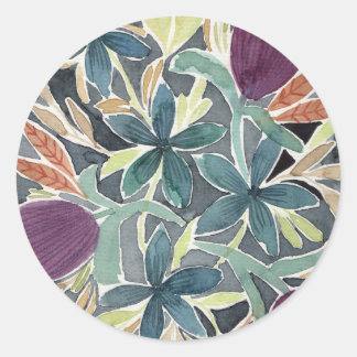 Watercolor Flower Garden Classic Round Sticker