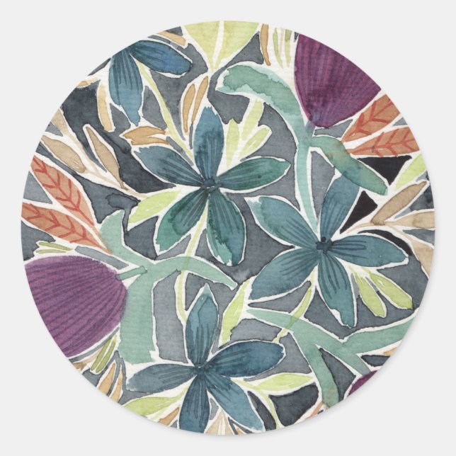 Watercolor Flower Garden  Classic Round Sticker (Front)