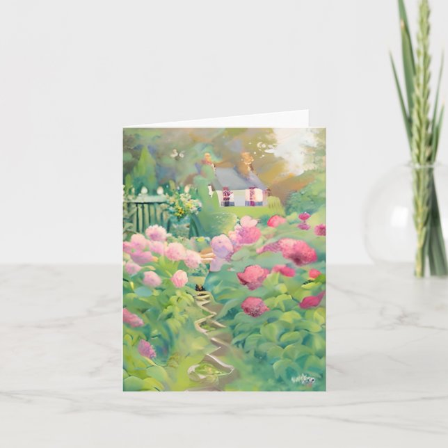 Watercolor flower garden customizable card (Front)