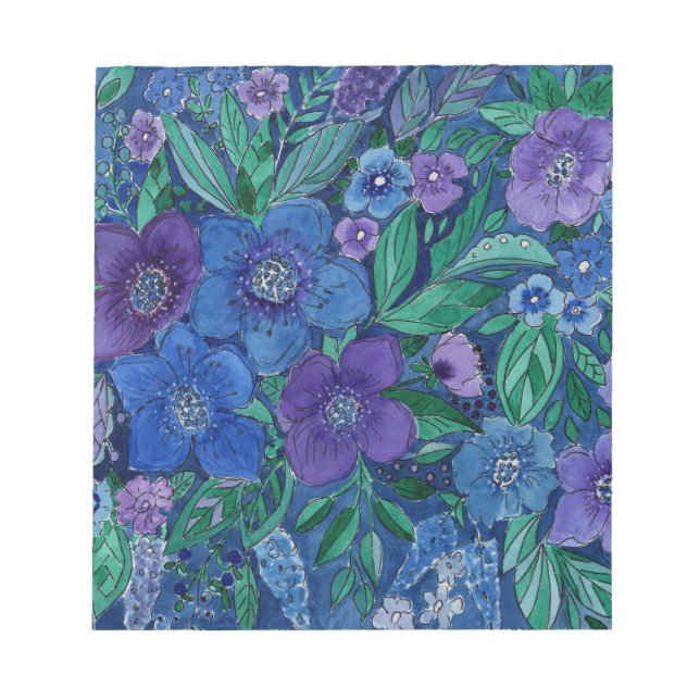 Watercolor, flower garden notepad (Front)