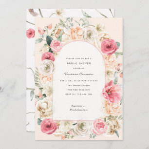 Watercolor flower garden, spring bloom floral invitation