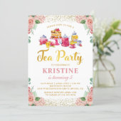 Watercolor Flower Garden Tea Party Girls Birthday Invitation (Standing Front)