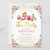 Watercolor Flower Garden Tea Party Girls Birthday Invitation (Front)
