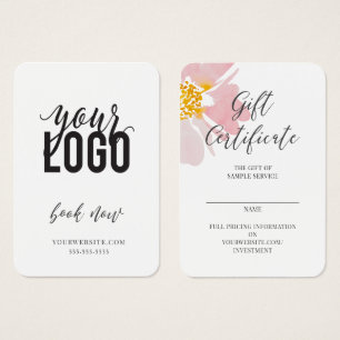 Watercolor flower Gift Certificate Buisness