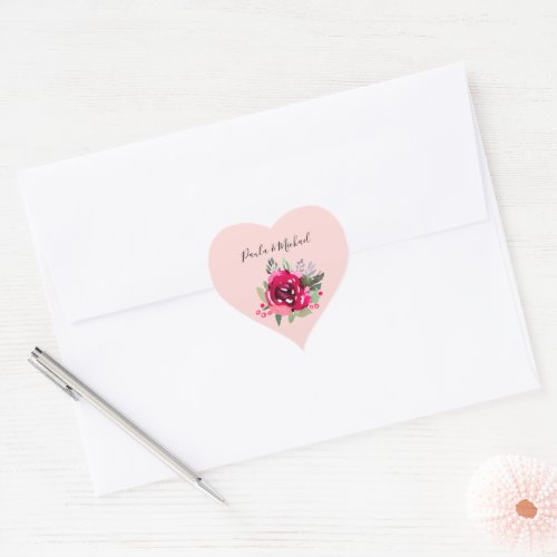 Watercolor Flower Heart Sticker