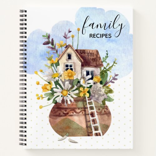 Watercolor Flower Home Daffodil Family Recipe Book