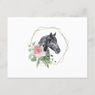 Watercolor Flower Horse Postcard