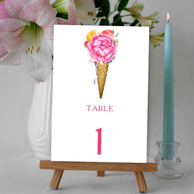 Watercolor flower ice-cream - wedding table number (Creator Uploaded)