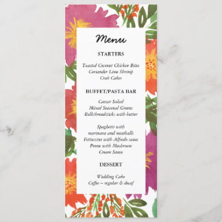 Watercolor Flower Menu Card