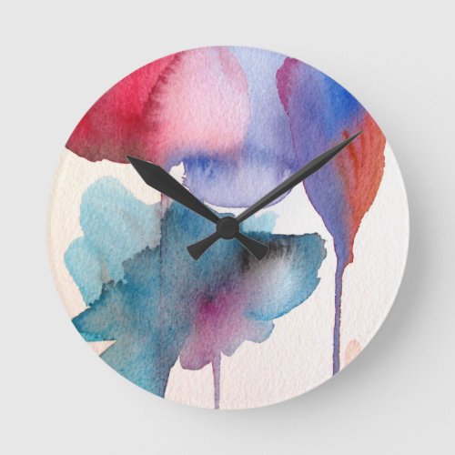 Watercolor flower modern floral art design round clock