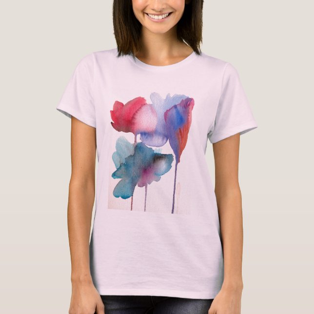Watercolor flower modern floral art design T-Shirt (Front)