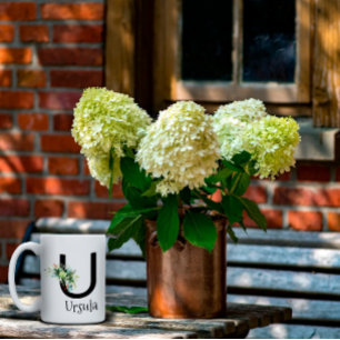 Watercolor flower monogram retirement coffee mug