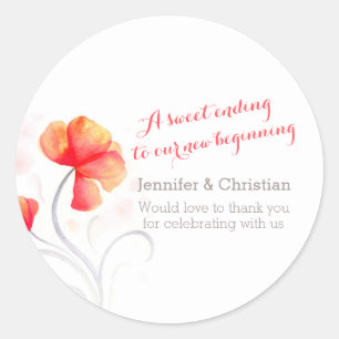 Watercolor flower orange wedding candy stickers