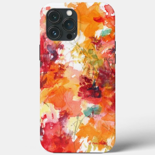 Watercolor Flower Painting Red Orange Floral  2 iPhone 13 Pro Max Case