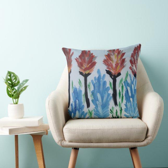 Watercolor Flower Painting  Throw Pillow (Chair)