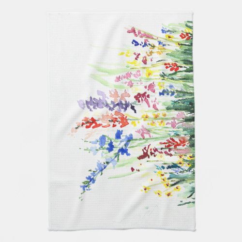 Watercolor Flower Patch Kitchen towel