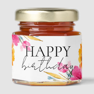 Watercolor Flower Pattern Modern Floral Honey Jar Favors