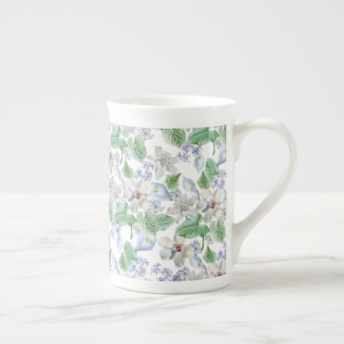 Watercolor Flower Pattern Tea Cup