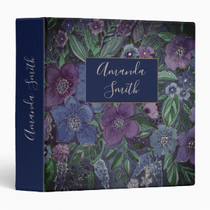 Watercolor, flower pattern, watercolor, bells 3 ring binder