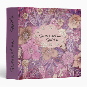 Watercolor, flower pattern, watercolor, bells 3 ring binder