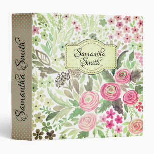 Watercolor, flower pattern, watercolor, roses 3 ri 3 ring binder