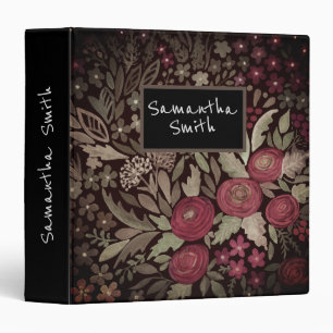 Watercolor, flower pattern, watercolor, roses 3 ring binder