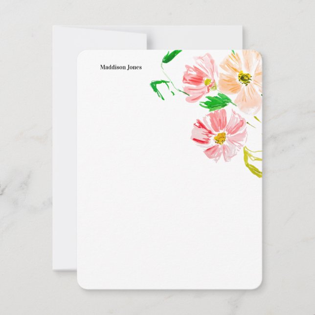 Watercolor flower personalized note card (Front)
