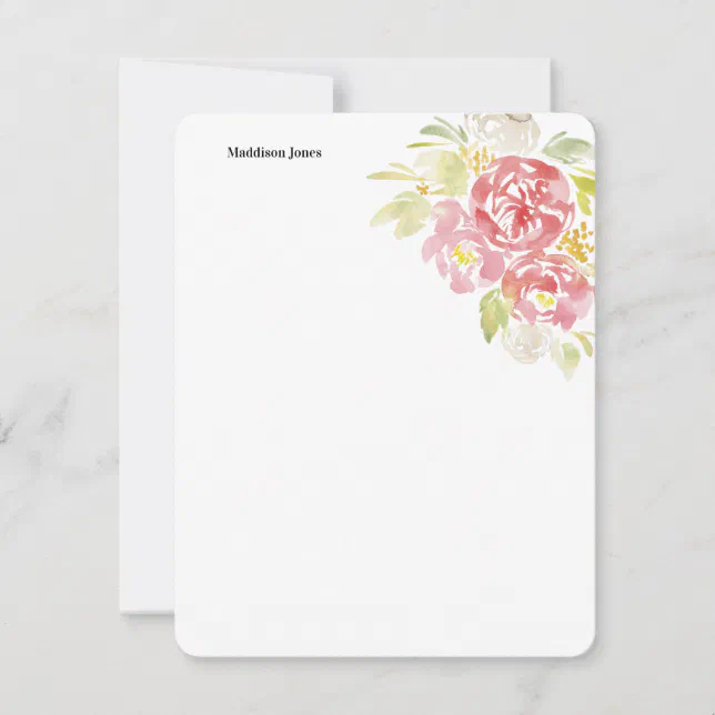 Watercolor flower personalized note card | Zazzle