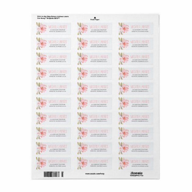 Watercolor Flower Pink Floral Wedding Label