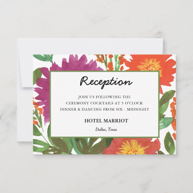 Watercolor Flower Reception Card (Front)