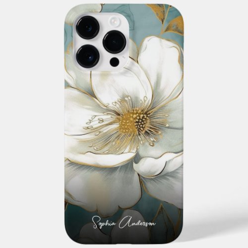 Watercolor Flower Roses with Your Monogram Case_Mate iPhone 14 Pro Max Case