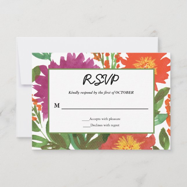 Watercolor Flower RSVP Card (Front)