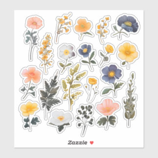 Watercolor Flower Scrapbook Stationery Sticker