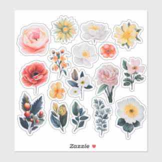 Watercolor Flower Scrapbook Stationery Sticker