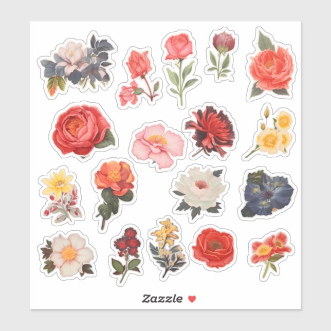 Watercolor Flower Scrapbook Stationery Sticker (Sheet)