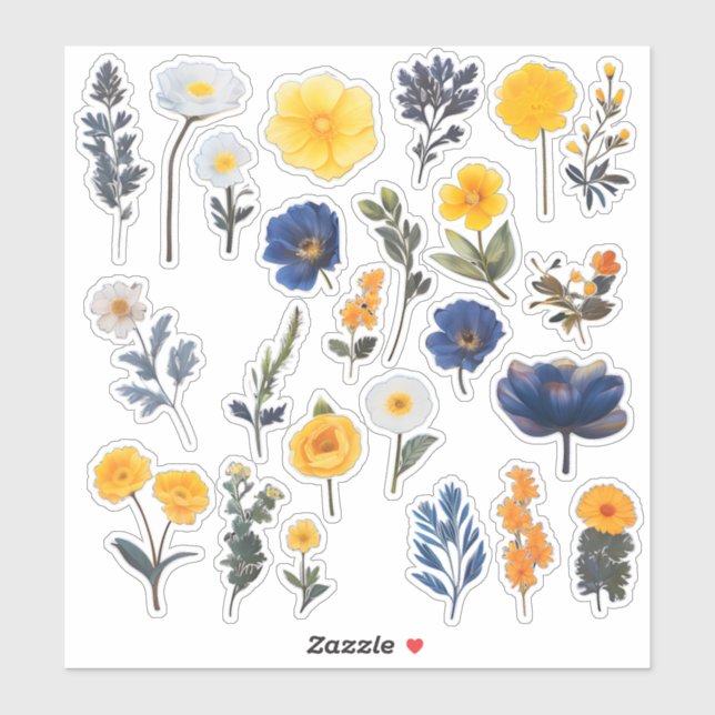 Watercolor Flower Scrapbook Stationery Sticker (Sheet)