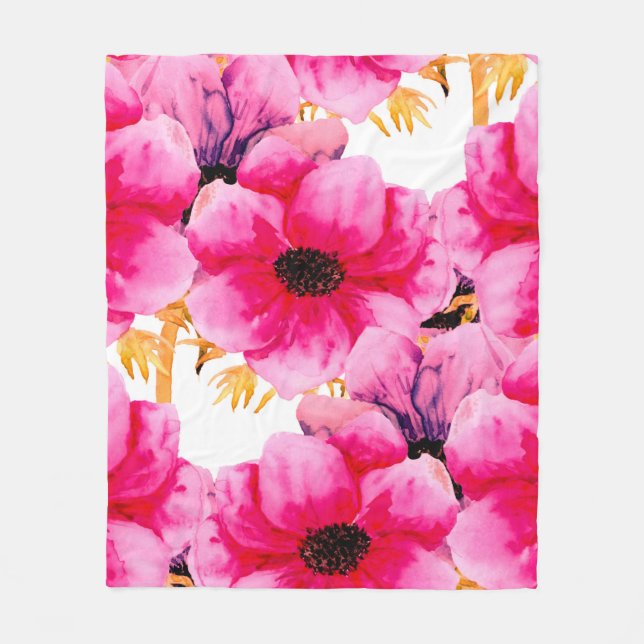 Watercolor flower seamless pattern background,beau fleece blanket (Front)