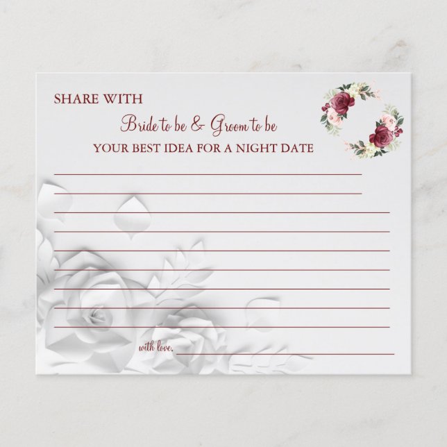 Watercolor Flower share a date night idea card Flyer (Front)