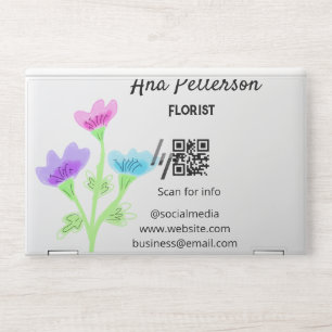 Watercolor flower shop business add name florist q HP laptop skin