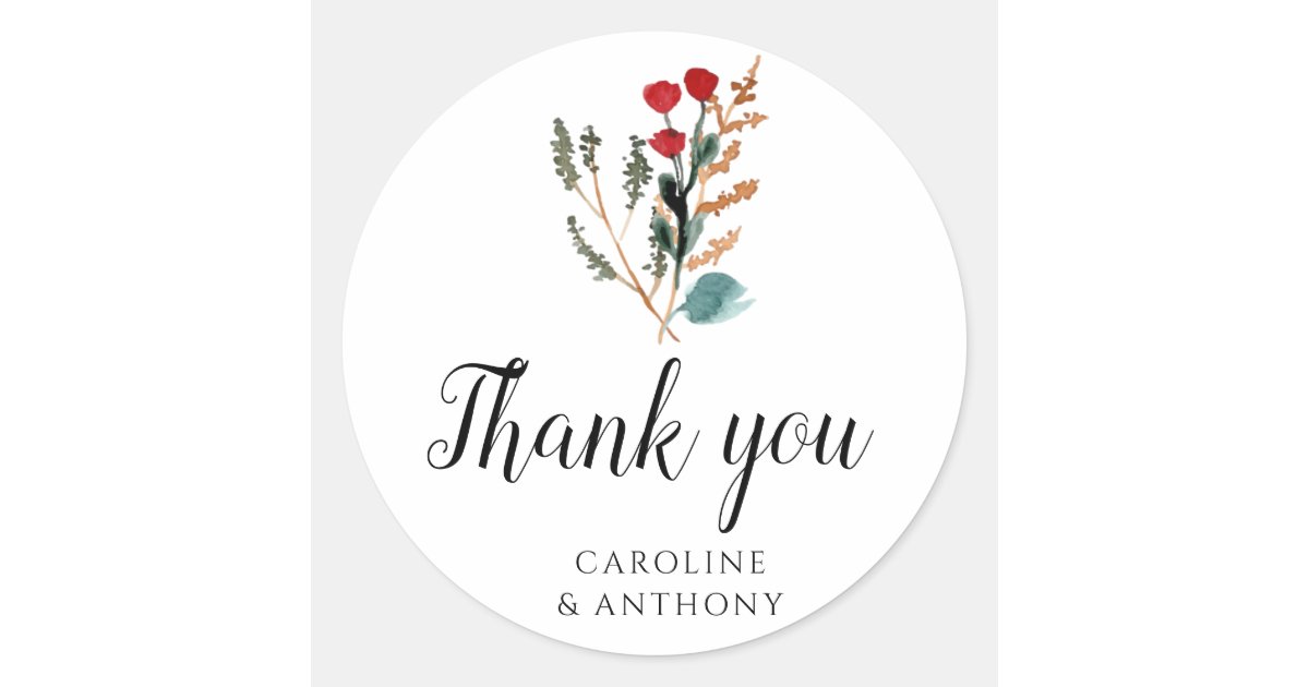 Watercolor Flower Simple Classic Round Sticker | Zazzle