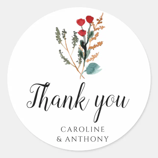 Watercolor Flower Simple Classic Round Sticker | Zazzle