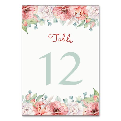 Watercolor Flower Table Number Cards