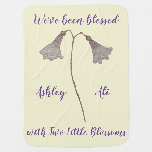 Watercolor Flower Twins Baby Blanket (Front)